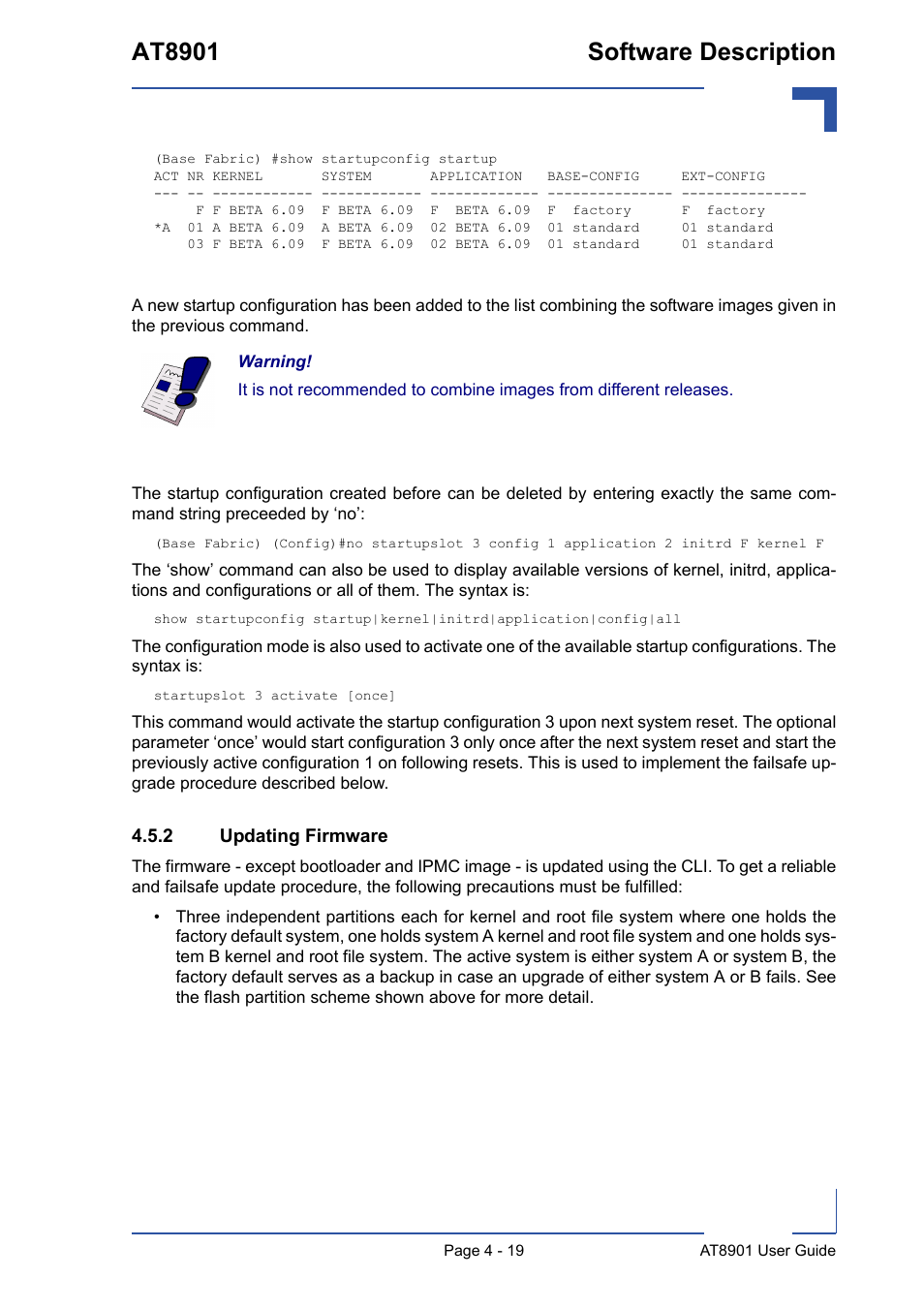 2 updating firmware, Updating firmware - 19, At8901 software description | Kontron AT8901 User Manual | Page 71 / 79