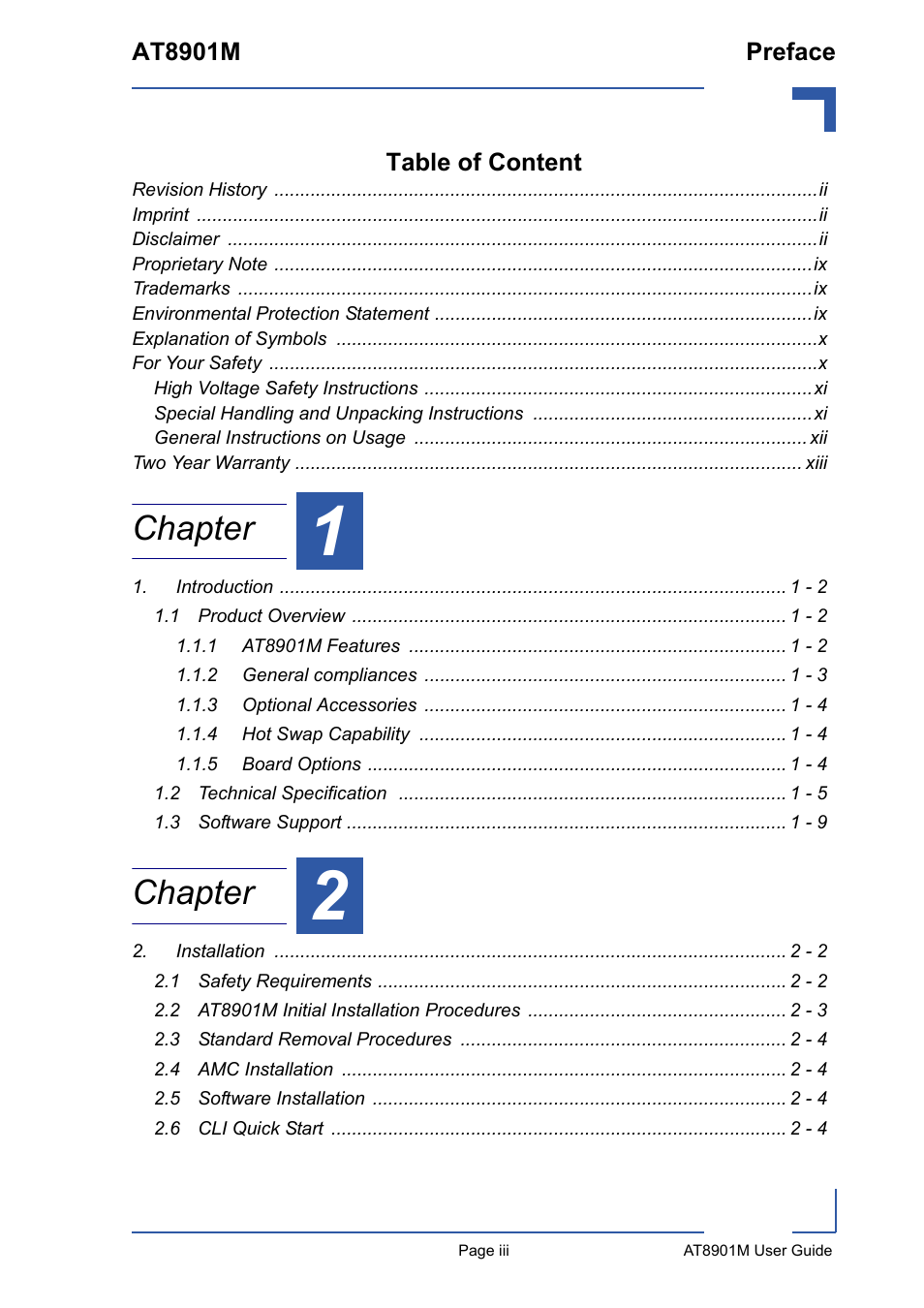 Chapter | Kontron AT8901M User Manual | Page 3 / 76