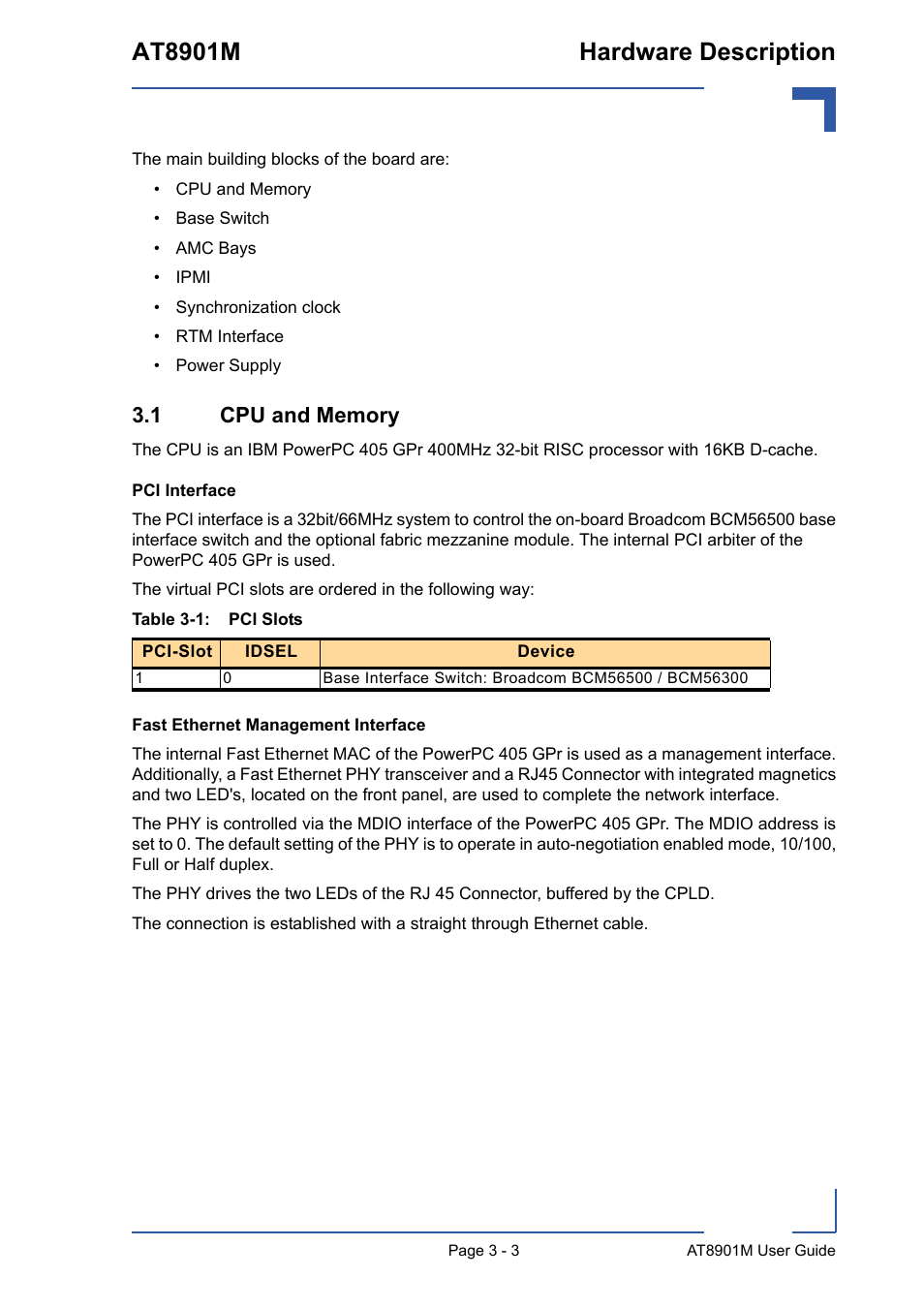 1 cpu and memory, 1 cpu and memory - 3, At8901m hardware description | Kontron AT8901M User Manual | Page 33 / 76