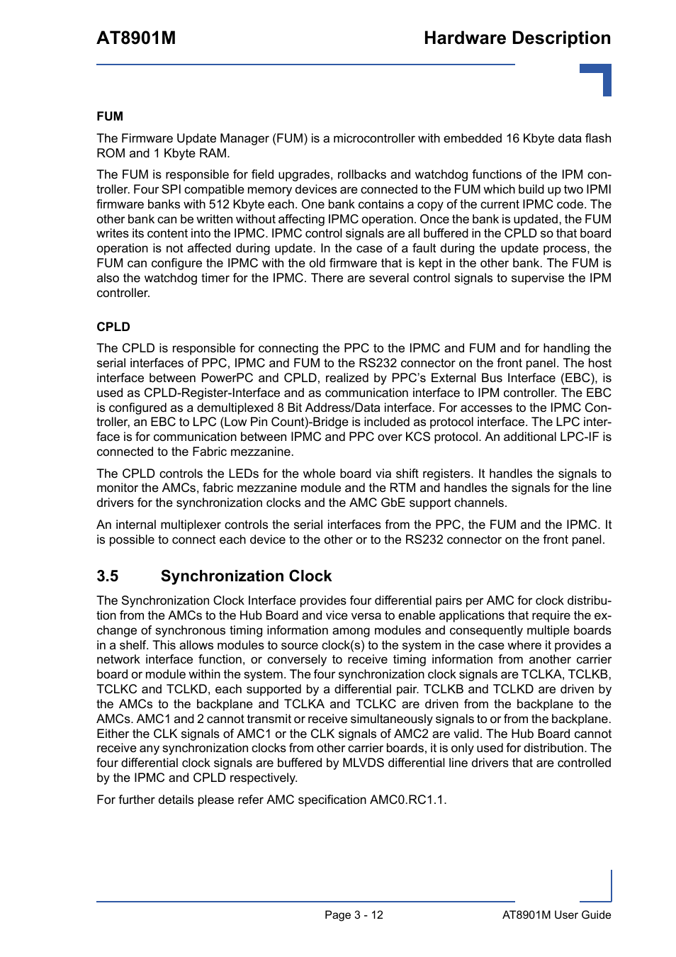 5 synchronization clock, 5 synchronization clock - 12, At8901m hardware description | Kontron AT8901M User Manual | Page 42 / 76