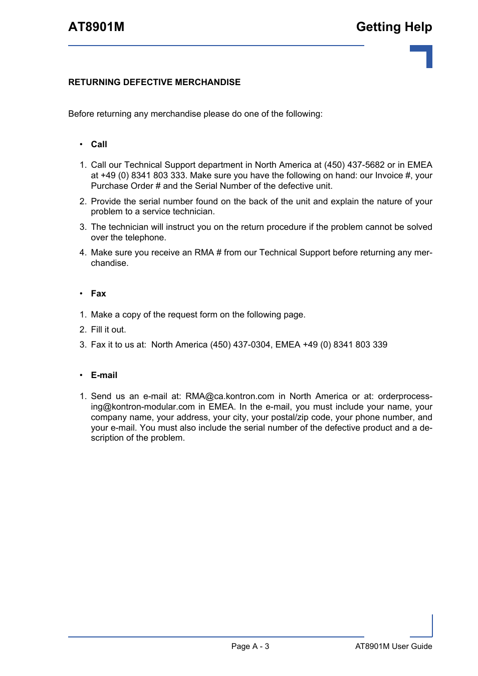 At8901m getting help | Kontron AT8901M User Manual | Page 74 / 76