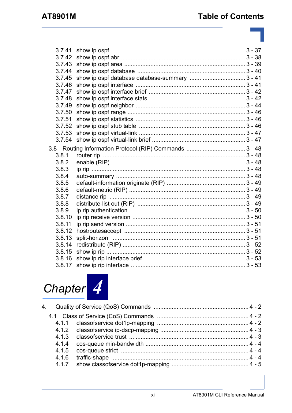 Chapter, At8901m table of contents | Kontron AT8901M CLI User Manual | Page 11 / 313