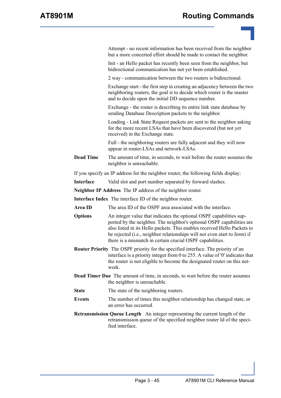 At8901m routing commands | Kontron AT8901M CLI User Manual | Page 159 / 313