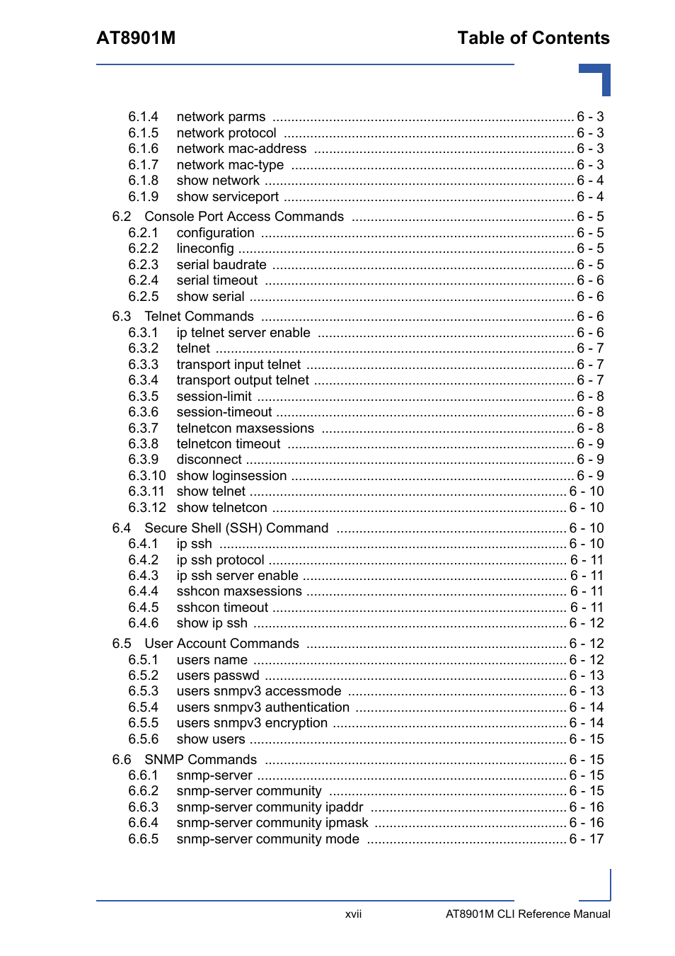 At8901m table of contents | Kontron AT8901M CLI User Manual | Page 17 / 313