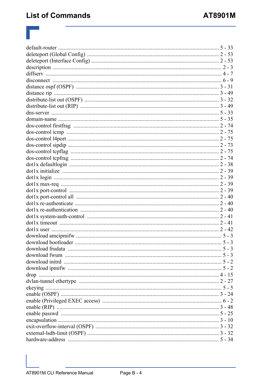 List of commands at8901m | Kontron AT8901M CLI User Manual | Page 296 / 313