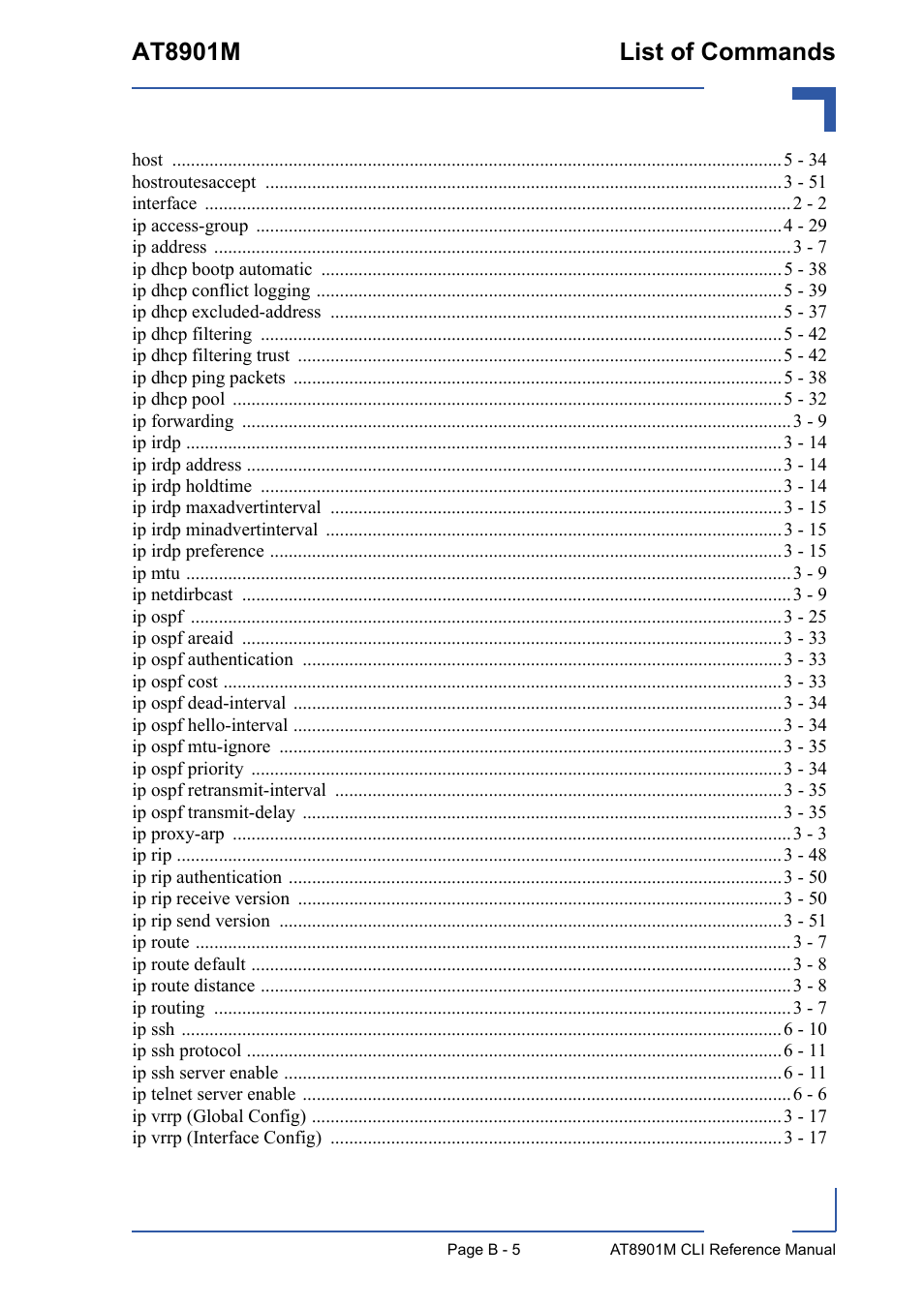 At8901m list of commands | Kontron AT8901M CLI User Manual | Page 297 / 313