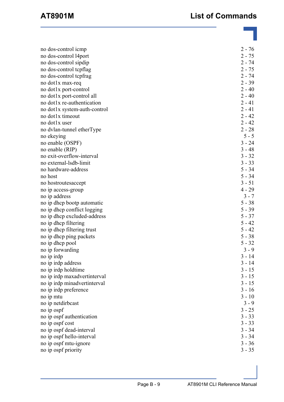 At8901m list of commands | Kontron AT8901M CLI User Manual | Page 301 / 313