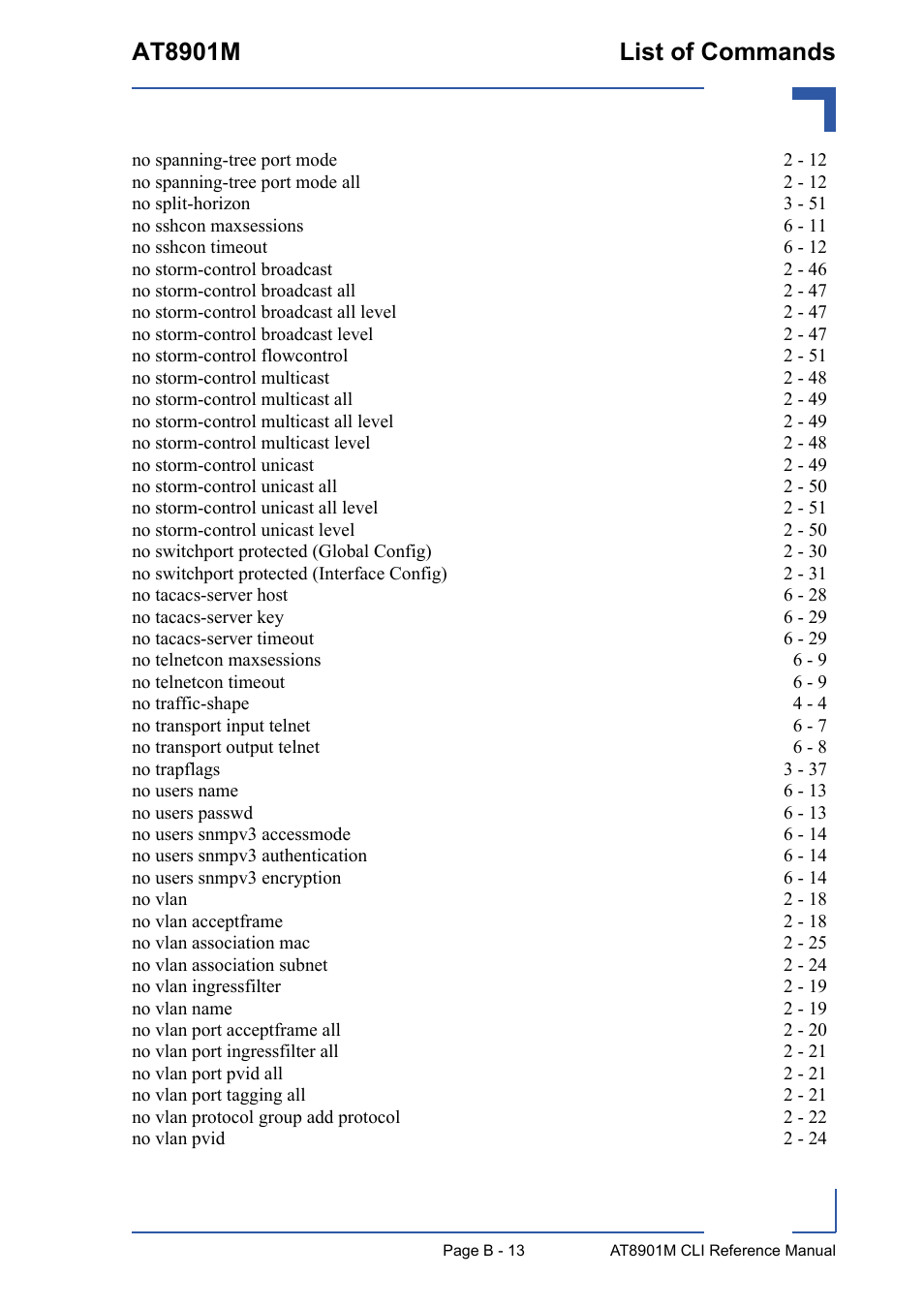 At8901m list of commands | Kontron AT8901M CLI User Manual | Page 305 / 313