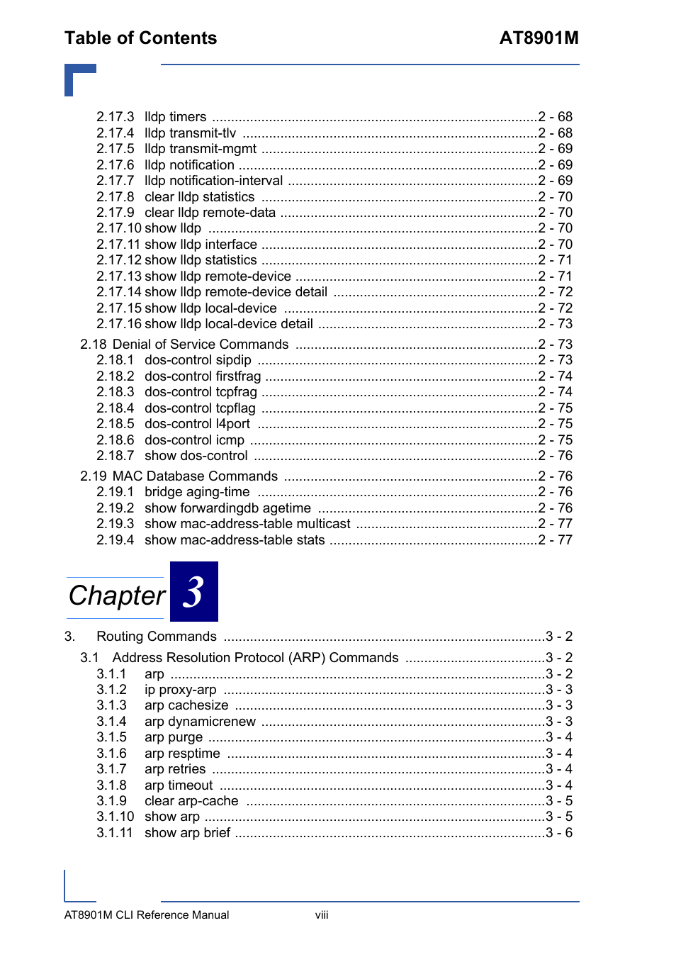 Chapter, Table of contents at8901m | Kontron AT8901M CLI User Manual | Page 8 / 313