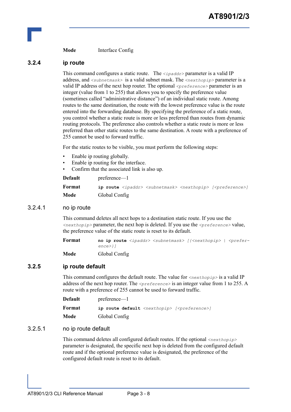 4 ip route, 5 ip route default, Ip route - 8 | Ip route default - 8 | Kontron AT8902 Full Size CLI User Manual | Page 120 / 304