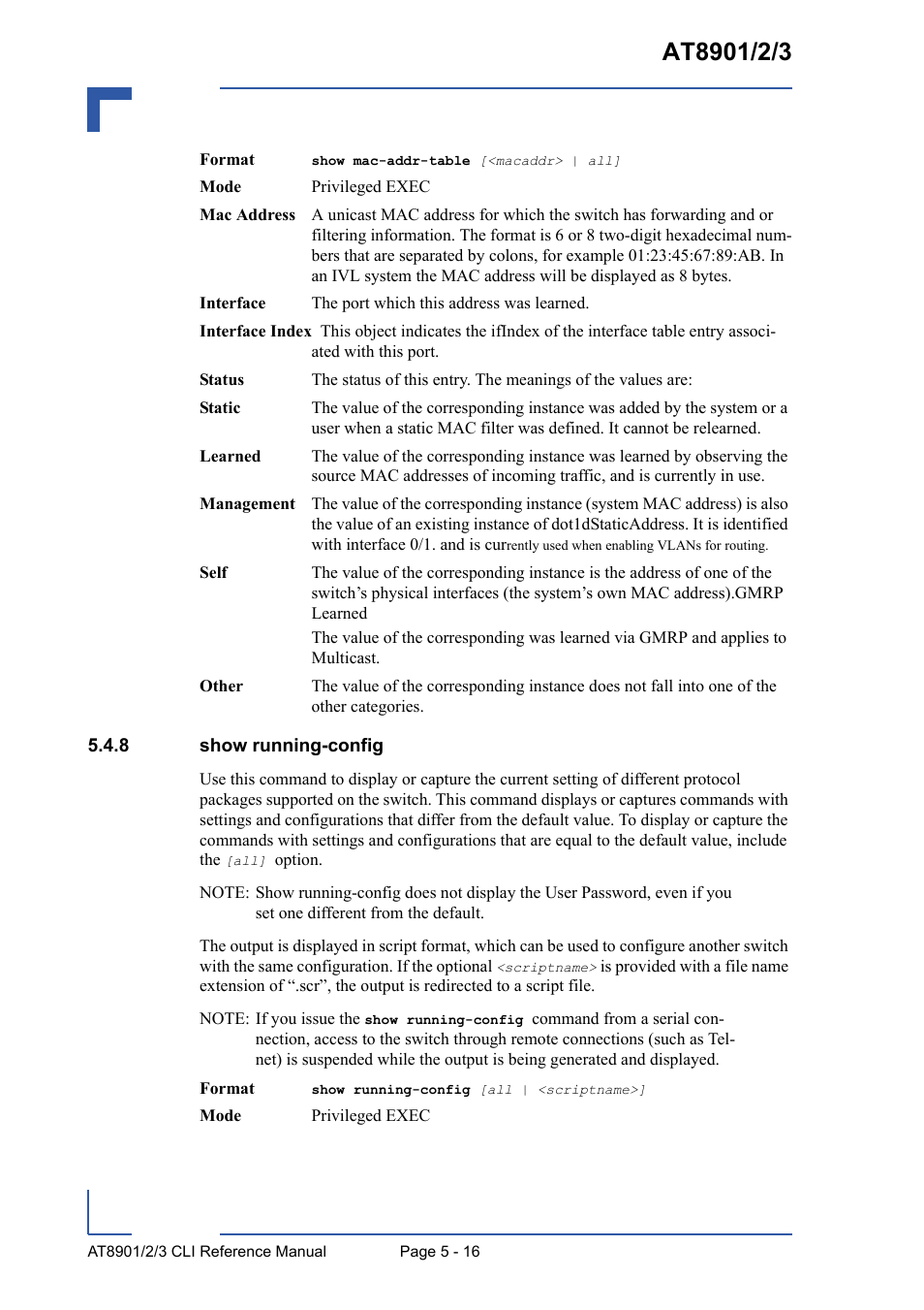 8 show running-config, Show running-config - 16 | Kontron AT8902 Full Size CLI User Manual | Page 212 / 304