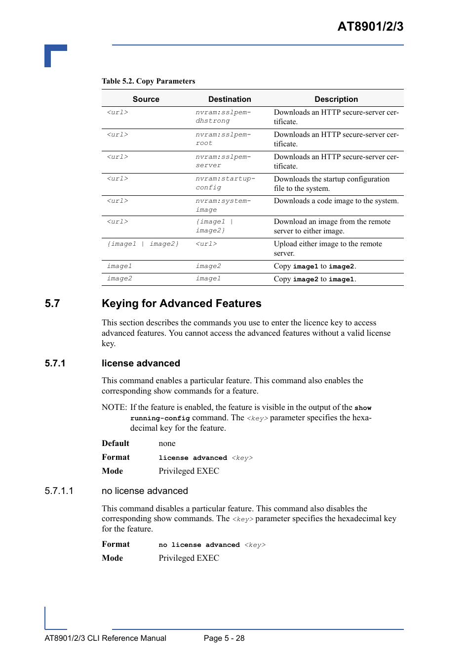 7 keying for advanced features, 1 license advanced, 7 keying for advanced features - 28 | License advanced - 28 | Kontron AT8902 Full Size CLI User Manual | Page 224 / 304