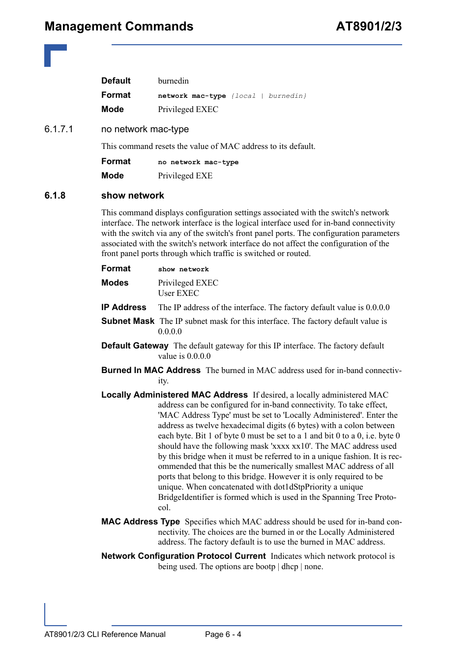 8 show network, Show network - 4 | Kontron AT8902 Full Size CLI User Manual | Page 244 / 304