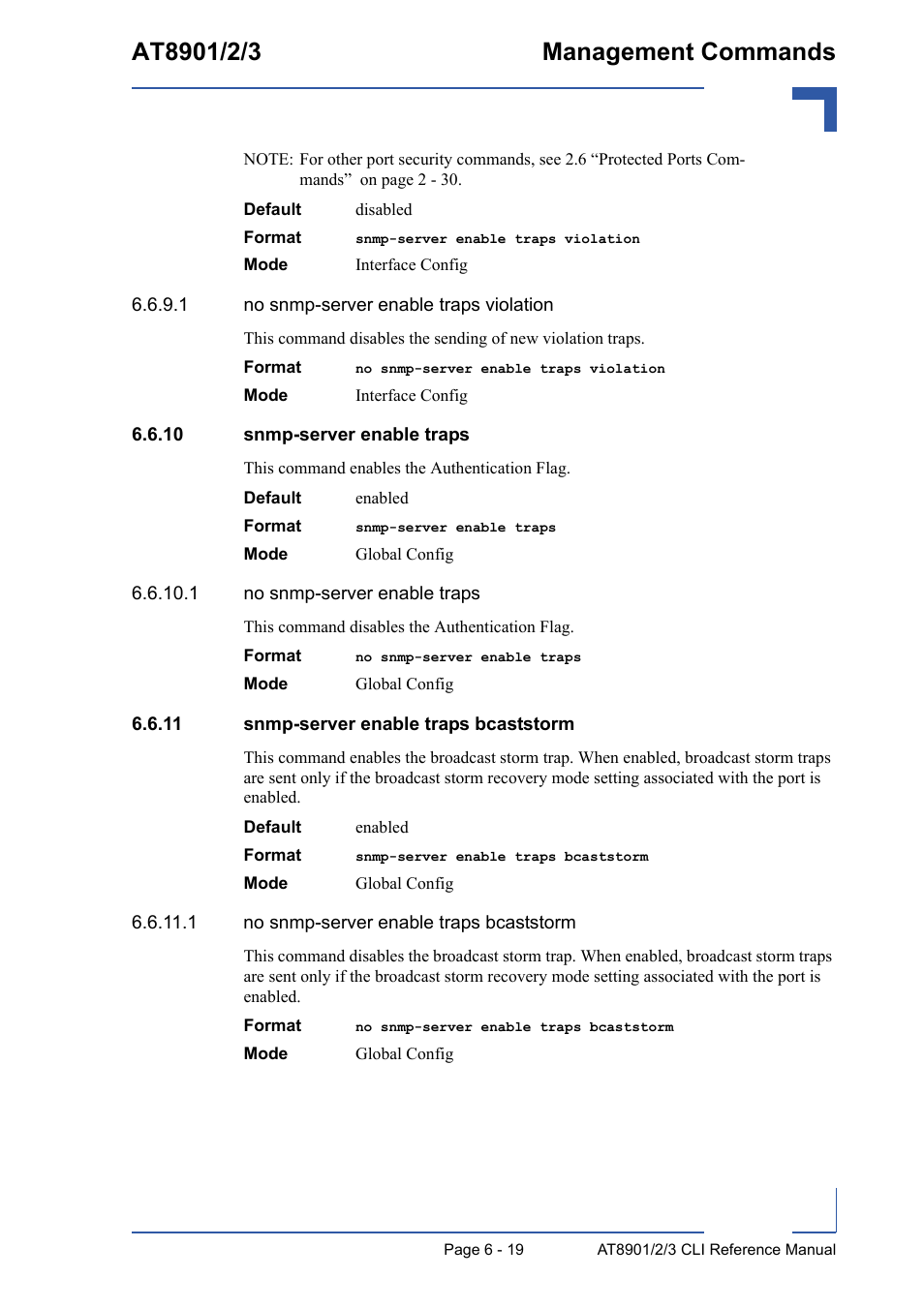 10 snmp-server enable traps, 11 snmp-server enable traps bcaststorm | Kontron AT8902 Full Size CLI User Manual | Page 259 / 304