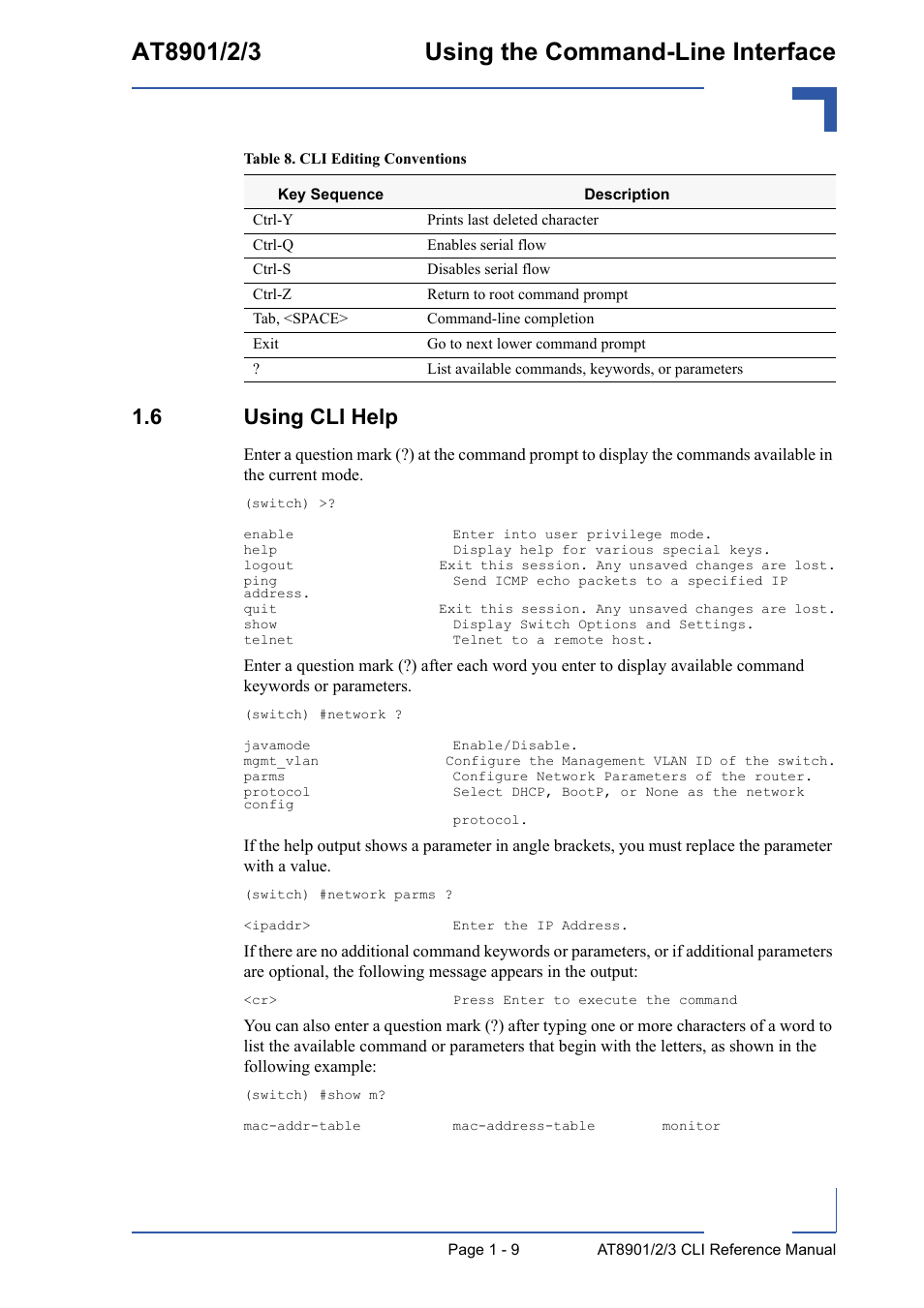 6 using cli help, 6 using cli help - 9 | Kontron AT8902 Full Size CLI User Manual | Page 33 / 304