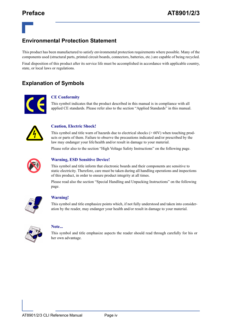 Environmental protection statement, Explanation of symbols | Kontron AT8902 Full Size CLI User Manual | Page 4 / 304