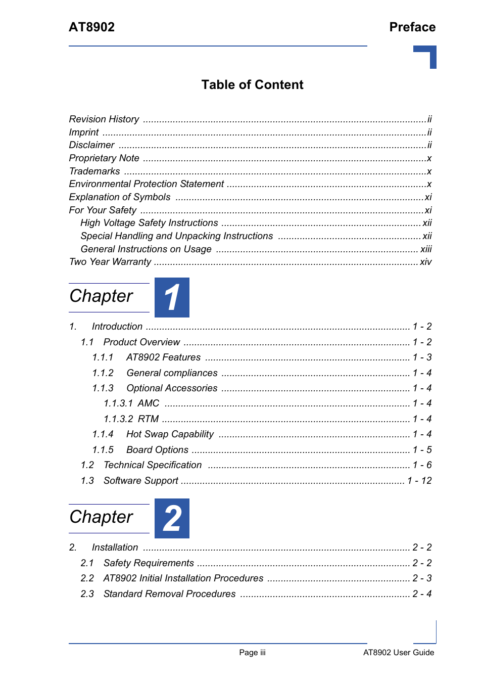 Chapter | Kontron AT8902 User Manual | Page 3 / 94