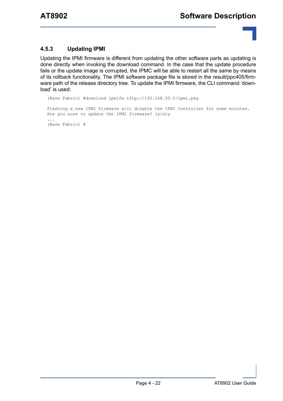 3 updating ipmi, Updating ipmi - 22, At8902 software description | Kontron AT8902 User Manual | Page 89 / 94