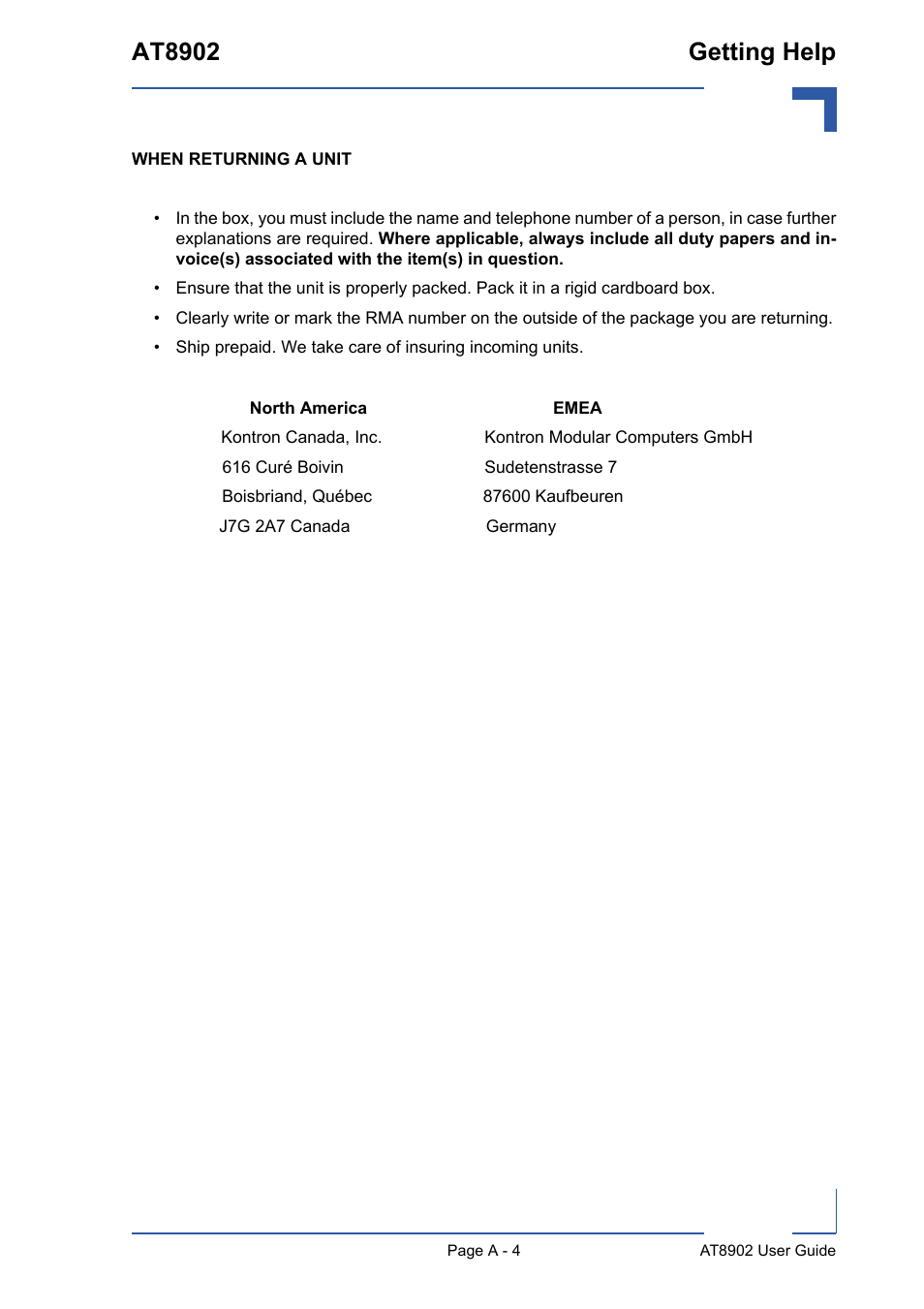 At8902 getting help | Kontron AT8902 User Manual | Page 93 / 94