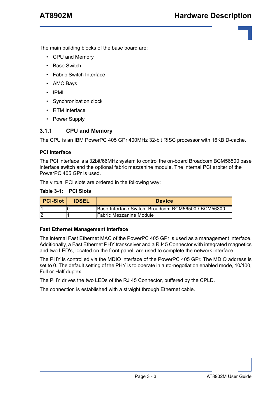 1 cpu and memory, Cpu and memory - 3, At8902m hardware description | Kontron AT8902M User Manual | Page 36 / 92