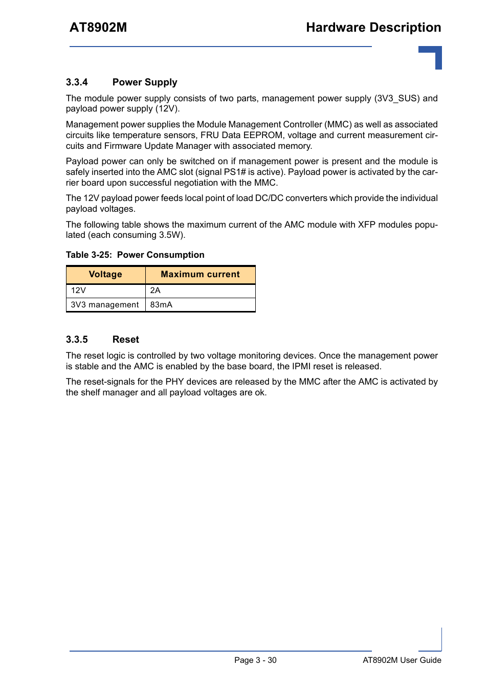 4 power supply, 5 reset, Power supply - 30 | Reset - 30, At8902m hardware description | Kontron AT8902M User Manual | Page 63 / 92