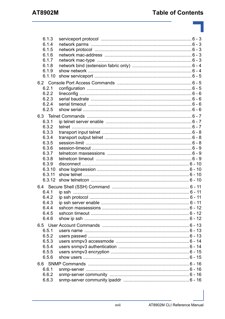 At8902m table of contents | Kontron AT8902M CLI User Manual | Page 17 / 315