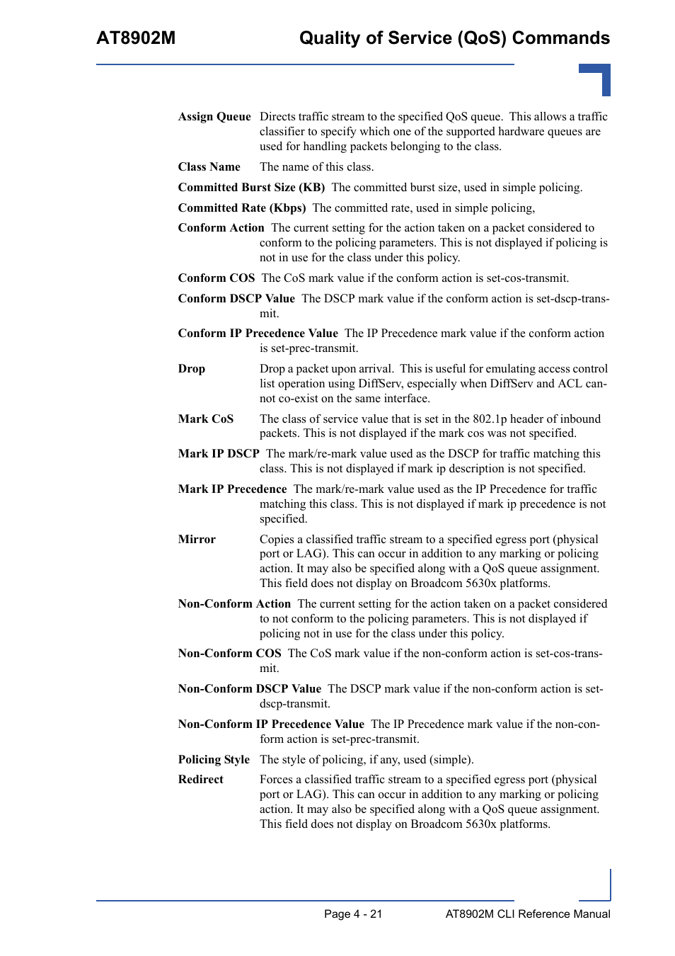 At8902m quality of service (qos) commands | Kontron AT8902M CLI User Manual | Page 189 / 315