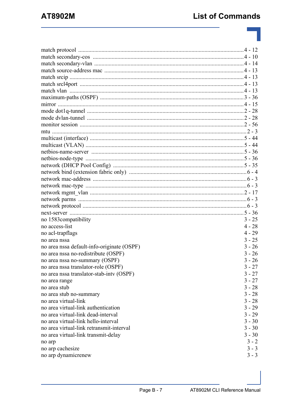 At8902m list of commands | Kontron AT8902M CLI User Manual | Page 301 / 315