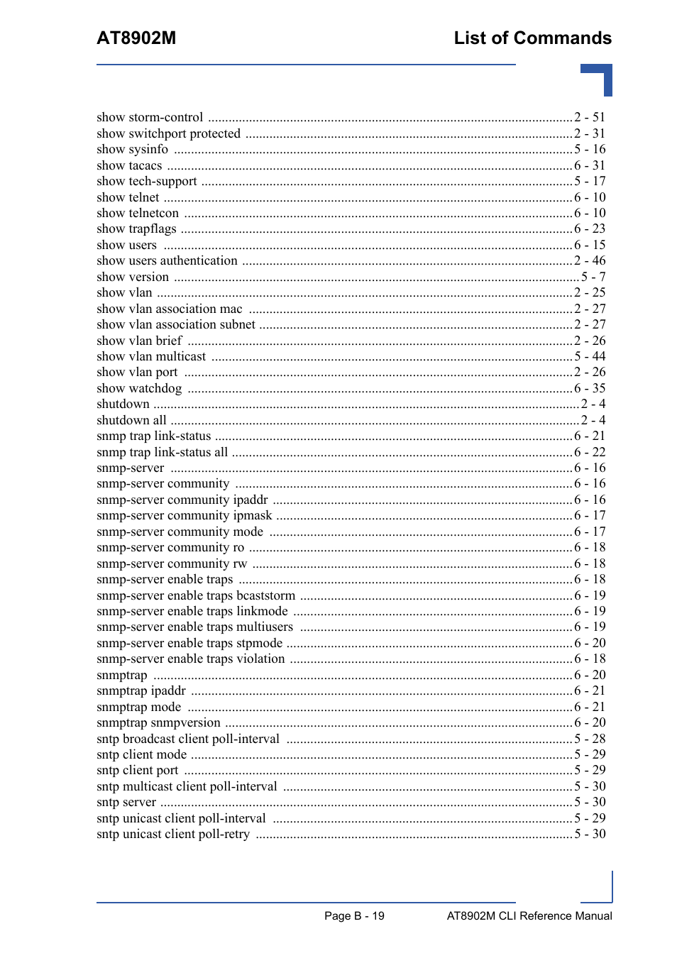 At8902m list of commands | Kontron AT8902M CLI User Manual | Page 313 / 315