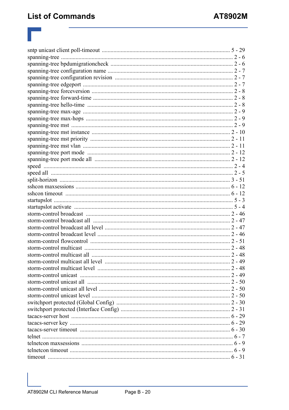 List of commands at8902m | Kontron AT8902M CLI User Manual | Page 314 / 315