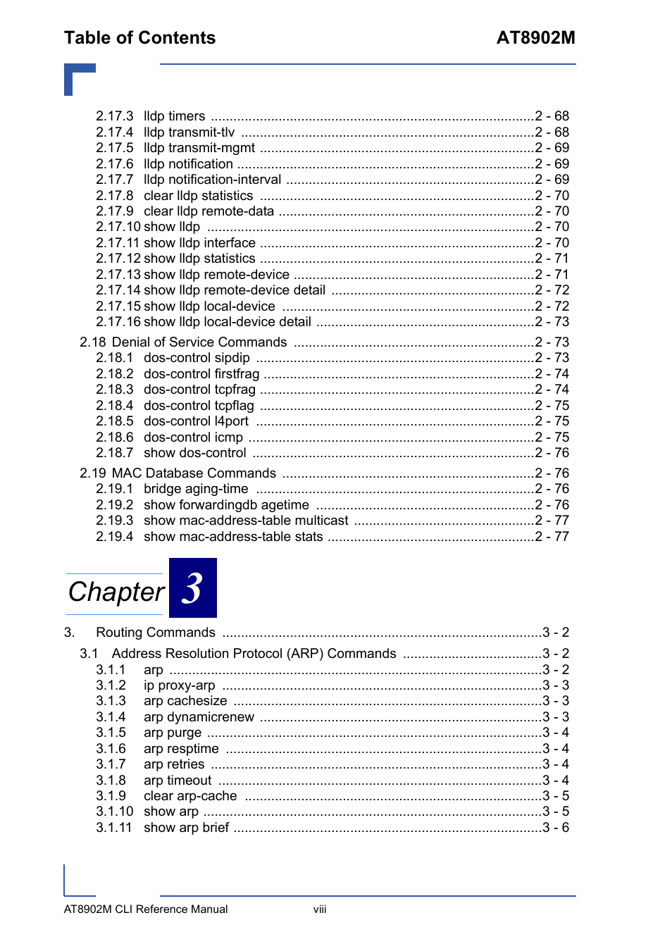 Chapter, Table of contents at8902m | Kontron AT8902M CLI User Manual | Page 8 / 315