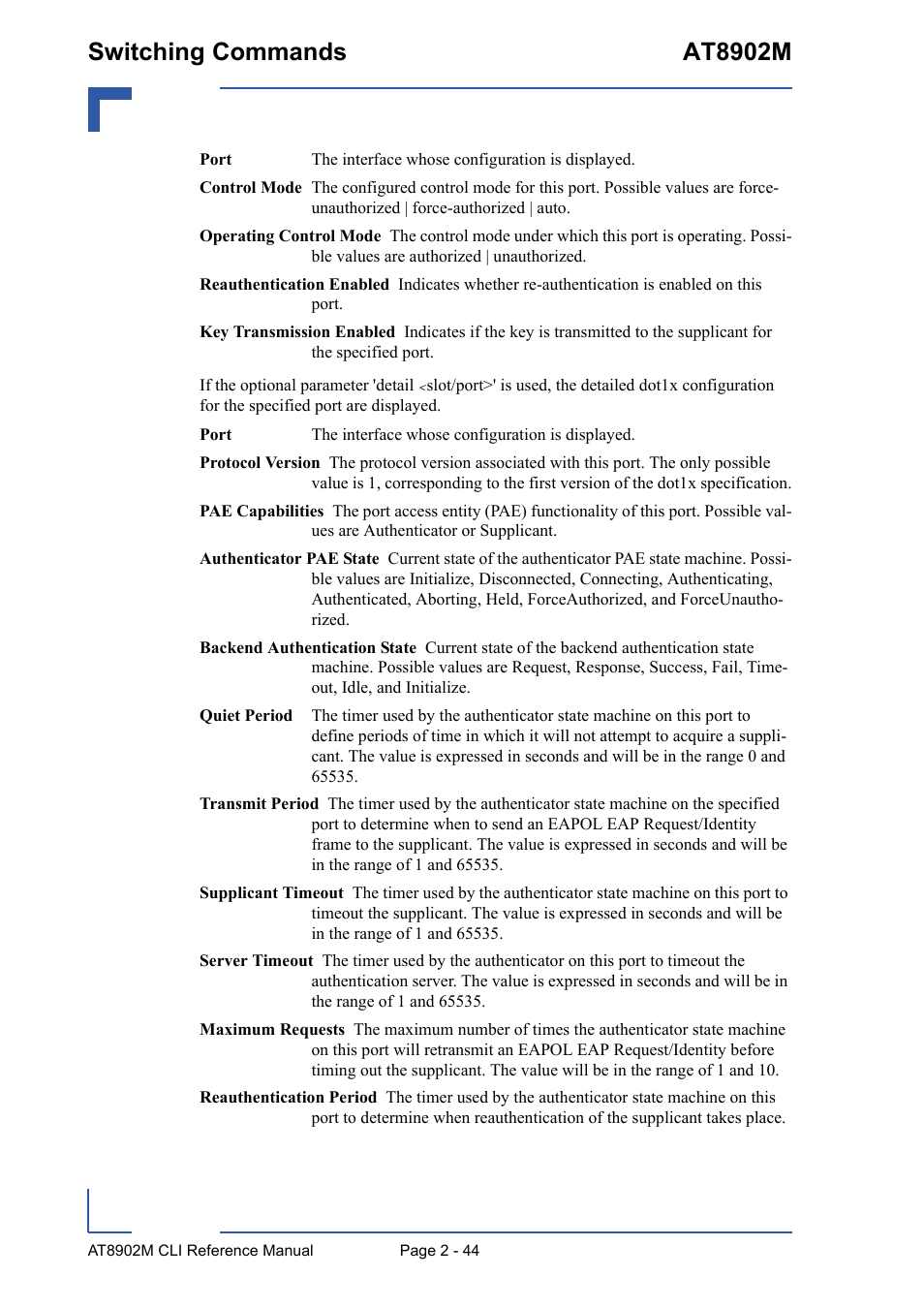 Switching commands at8902m | Kontron AT8902M CLI User Manual | Page 80 / 315