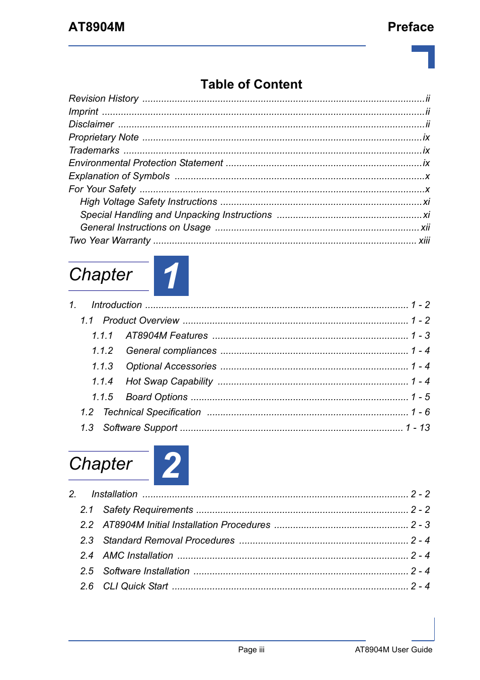 Chapter | Kontron AT8904 User Manual | Page 3 / 93