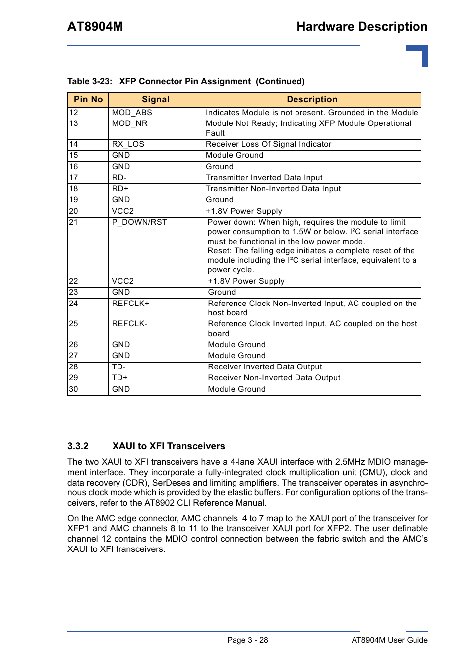 2 xaui to xfi transceivers, Xaui to xfi transceivers - 29, At8904m hardware description | Kontron AT8904 User Manual | Page 62 / 93