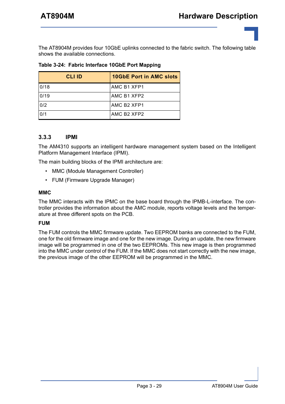 3 ipmi, Ipmi - 30, 24 fabric interface 10gbe port mapping - 30 | At8904m hardware description | Kontron AT8904 User Manual | Page 63 / 93