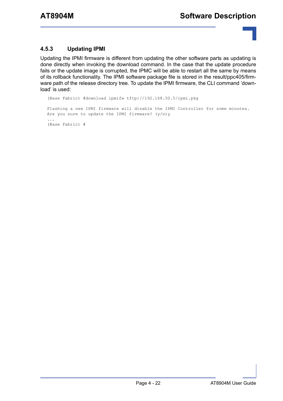 3 updating ipmi, Updating ipmi - 22, At8904m software description | Kontron AT8904 User Manual | Page 88 / 93