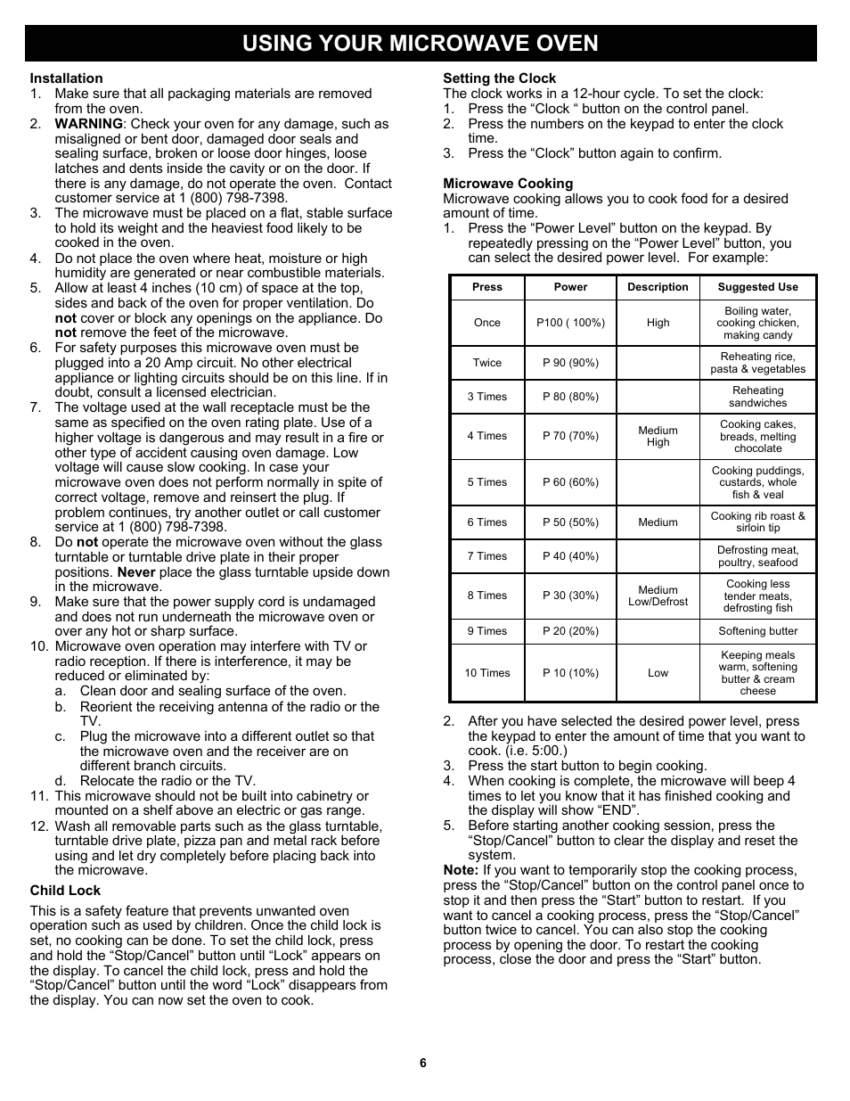 Using your microwave oven | Bravetti PLATINUM PRO K5345H User Manual | Page 8 / 15