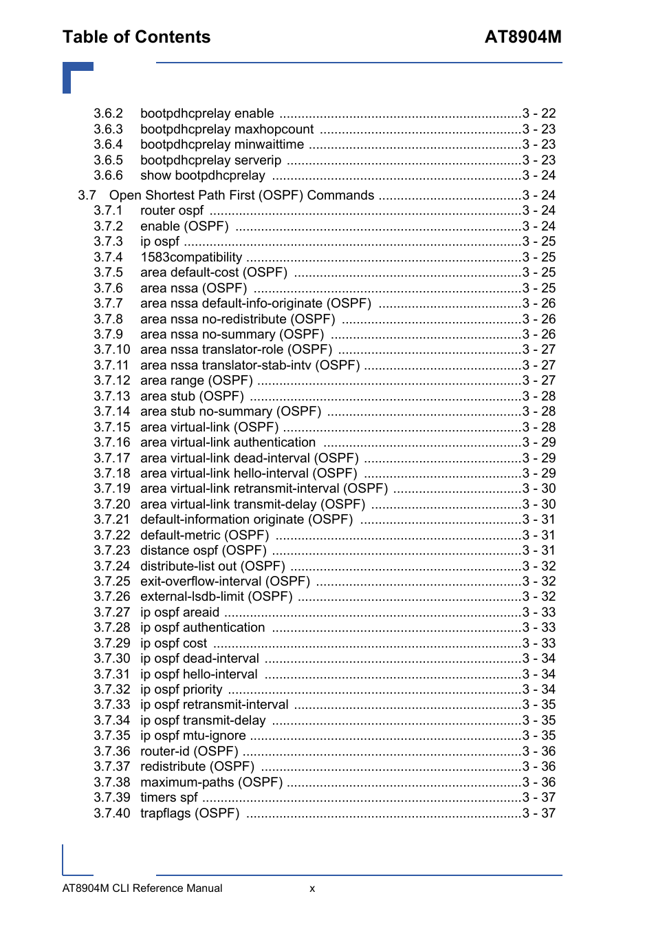 Table of contents at8904m | Kontron AT8904 CLI User Manual | Page 10 / 317