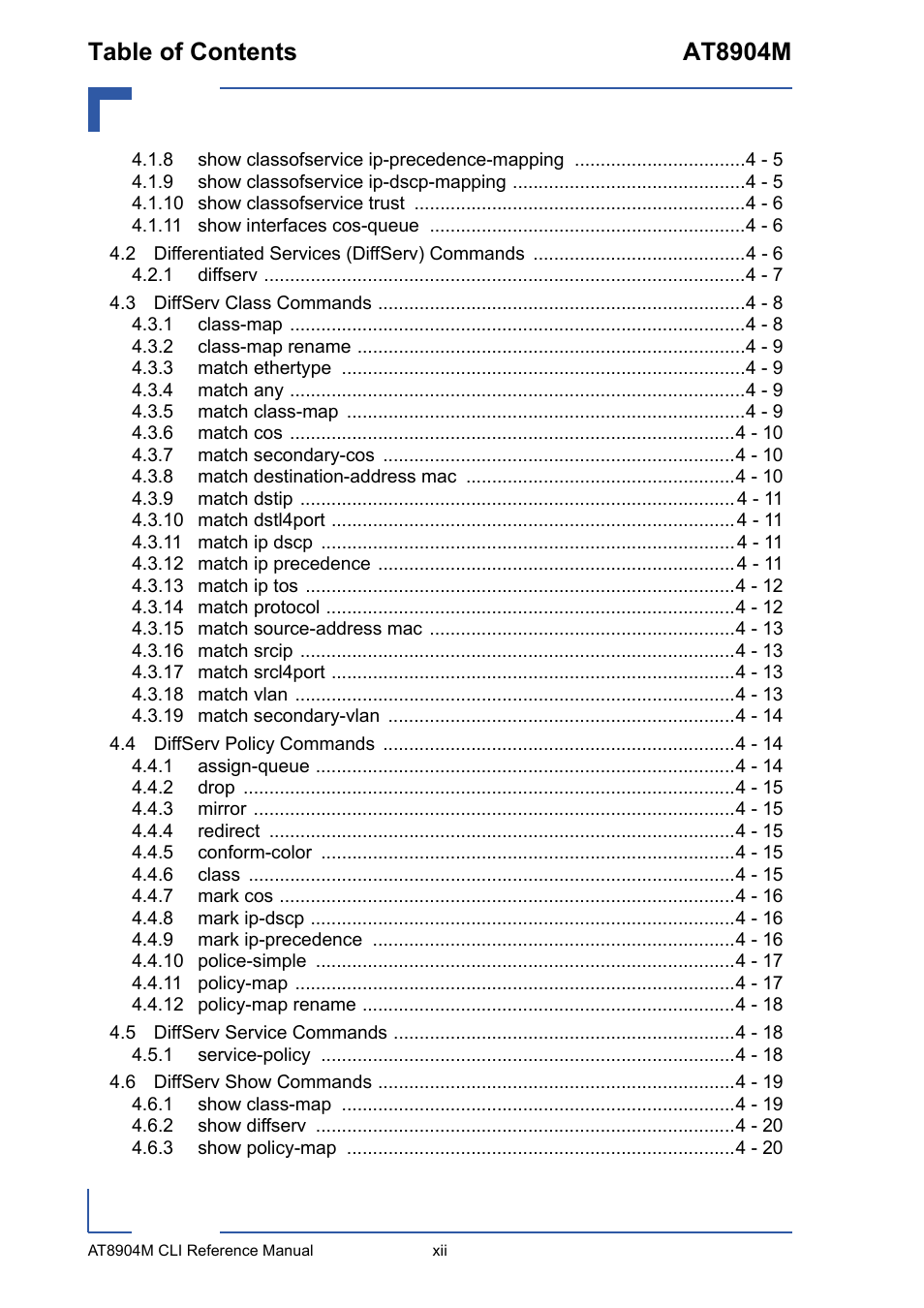 Table of contents at8904m | Kontron AT8904 CLI User Manual | Page 12 / 317