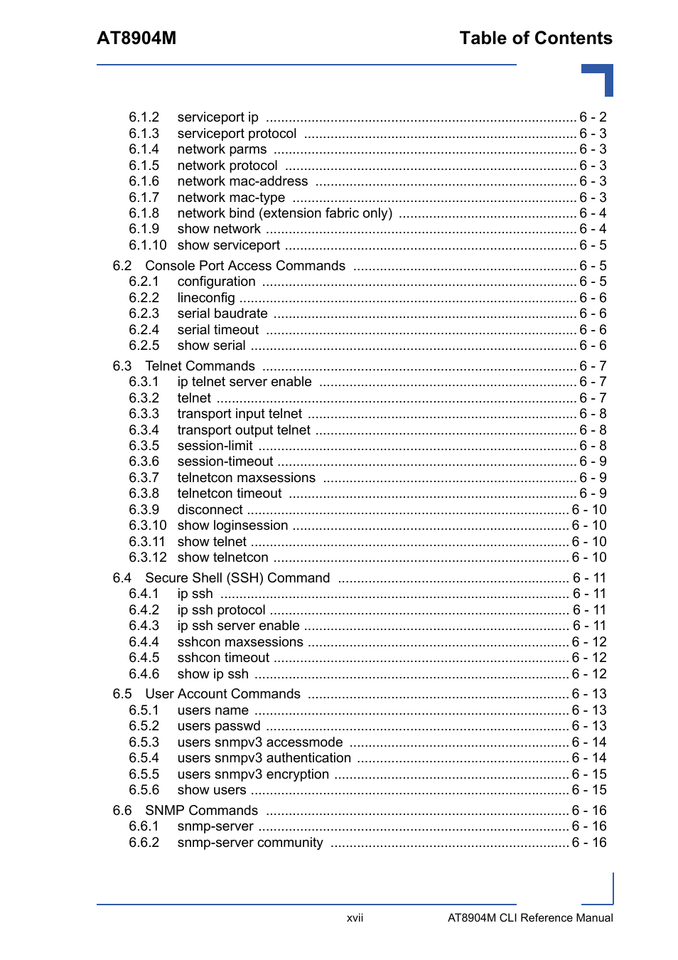 At8904m table of contents | Kontron AT8904 CLI User Manual | Page 17 / 317
