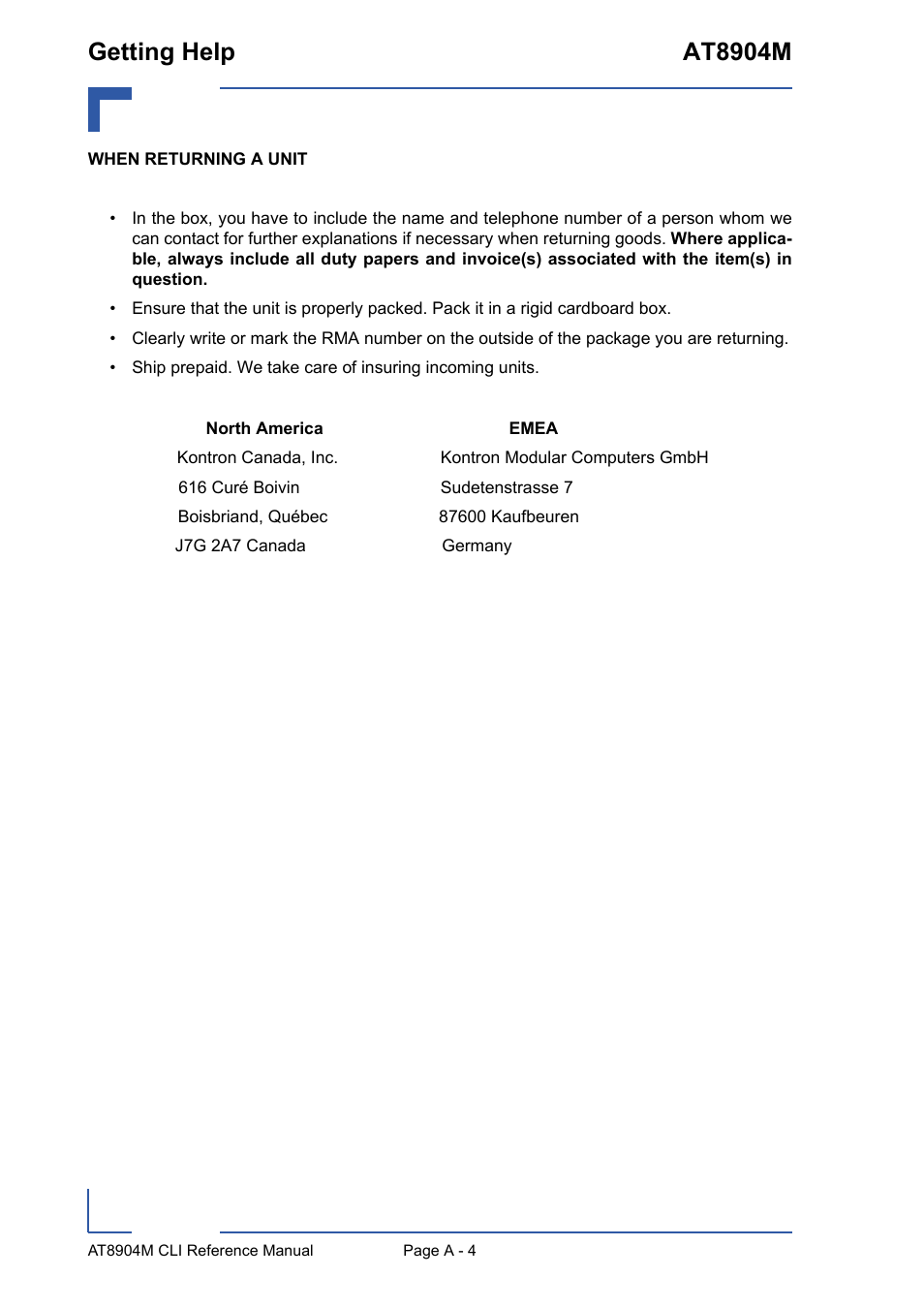 Getting help at8904m | Kontron AT8904 CLI User Manual | Page 294 / 317