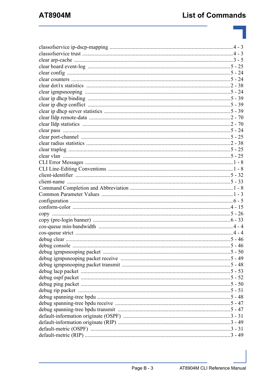 At8904m list of commands | Kontron AT8904 CLI User Manual | Page 299 / 317