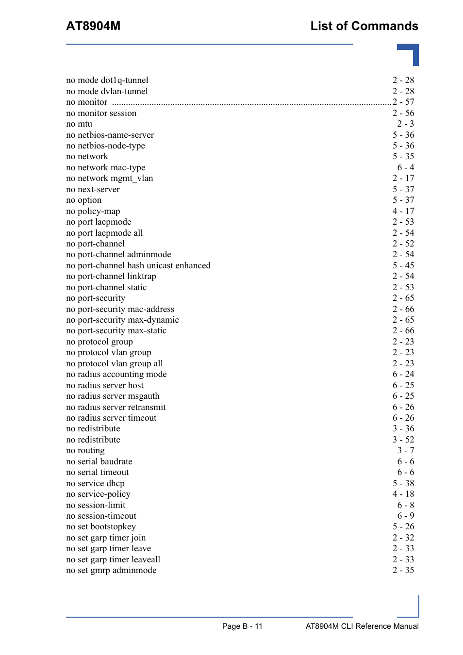 At8904m list of commands | Kontron AT8904 CLI User Manual | Page 307 / 317