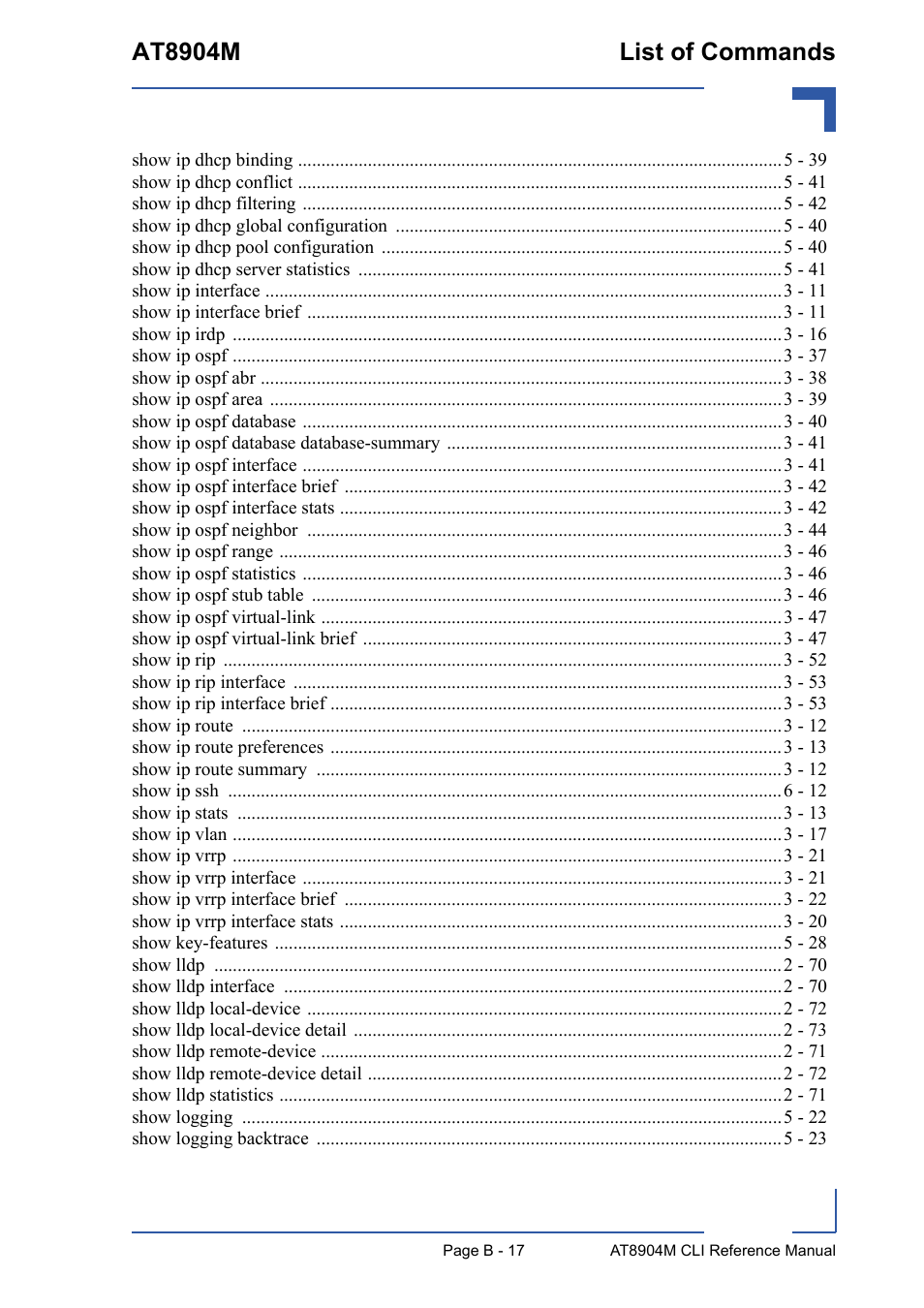 At8904m list of commands | Kontron AT8904 CLI User Manual | Page 313 / 317