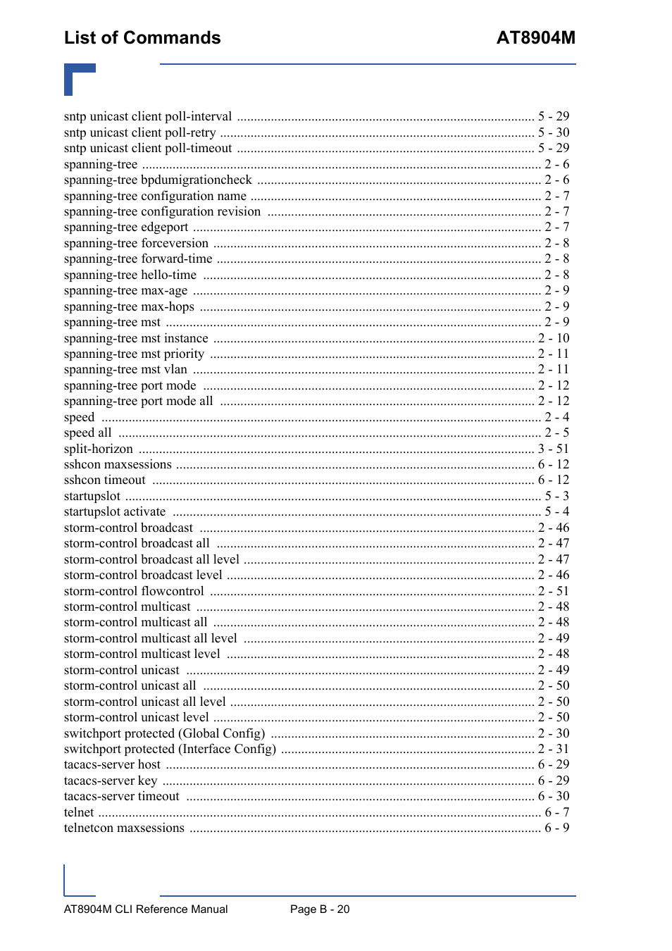 List of commands at8904m | Kontron AT8904 CLI User Manual | Page 316 / 317