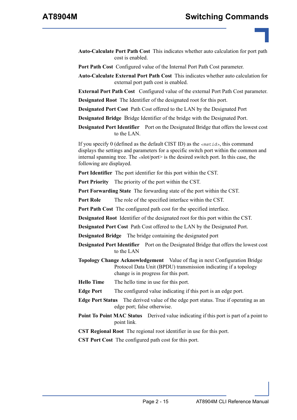 At8904m switching commands | Kontron AT8904 CLI User Manual | Page 51 / 317