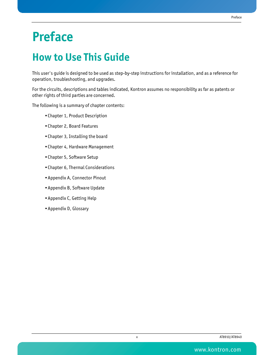 Preface, How to use this guide | Kontron AT8940 User Manual | Page 11 / 84