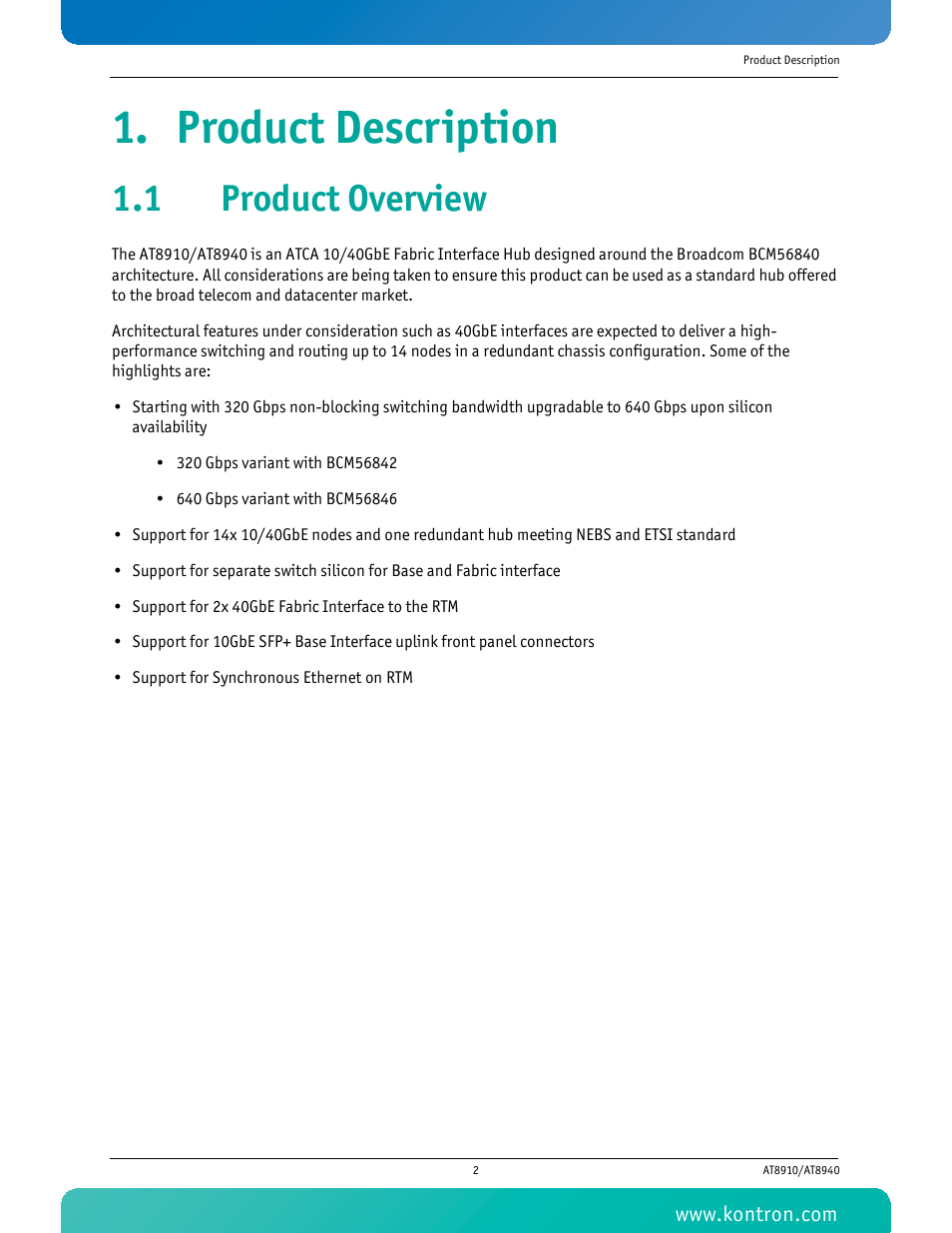 Product description, 1 product overview | Kontron AT8940 User Manual | Page 17 / 84