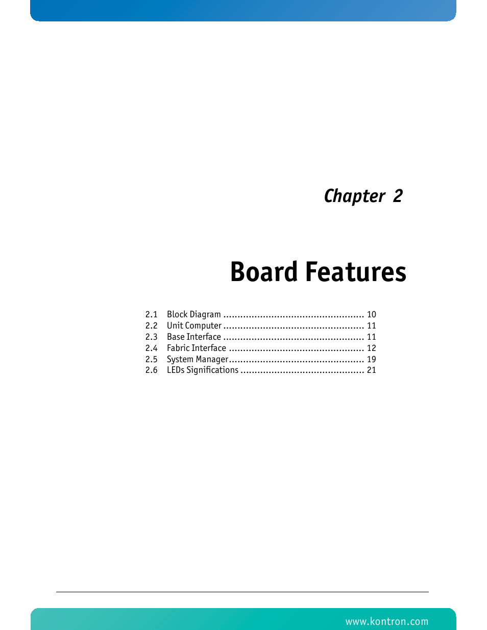 Board features, Chapter 2 | Kontron AT8940 User Manual | Page 24 / 84