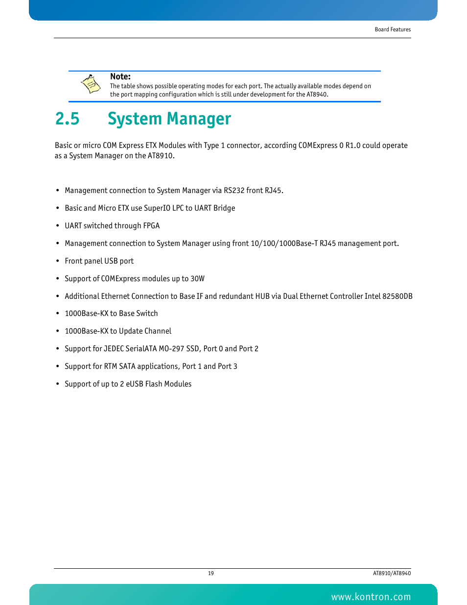 5 system manager | Kontron AT8940 User Manual | Page 34 / 84